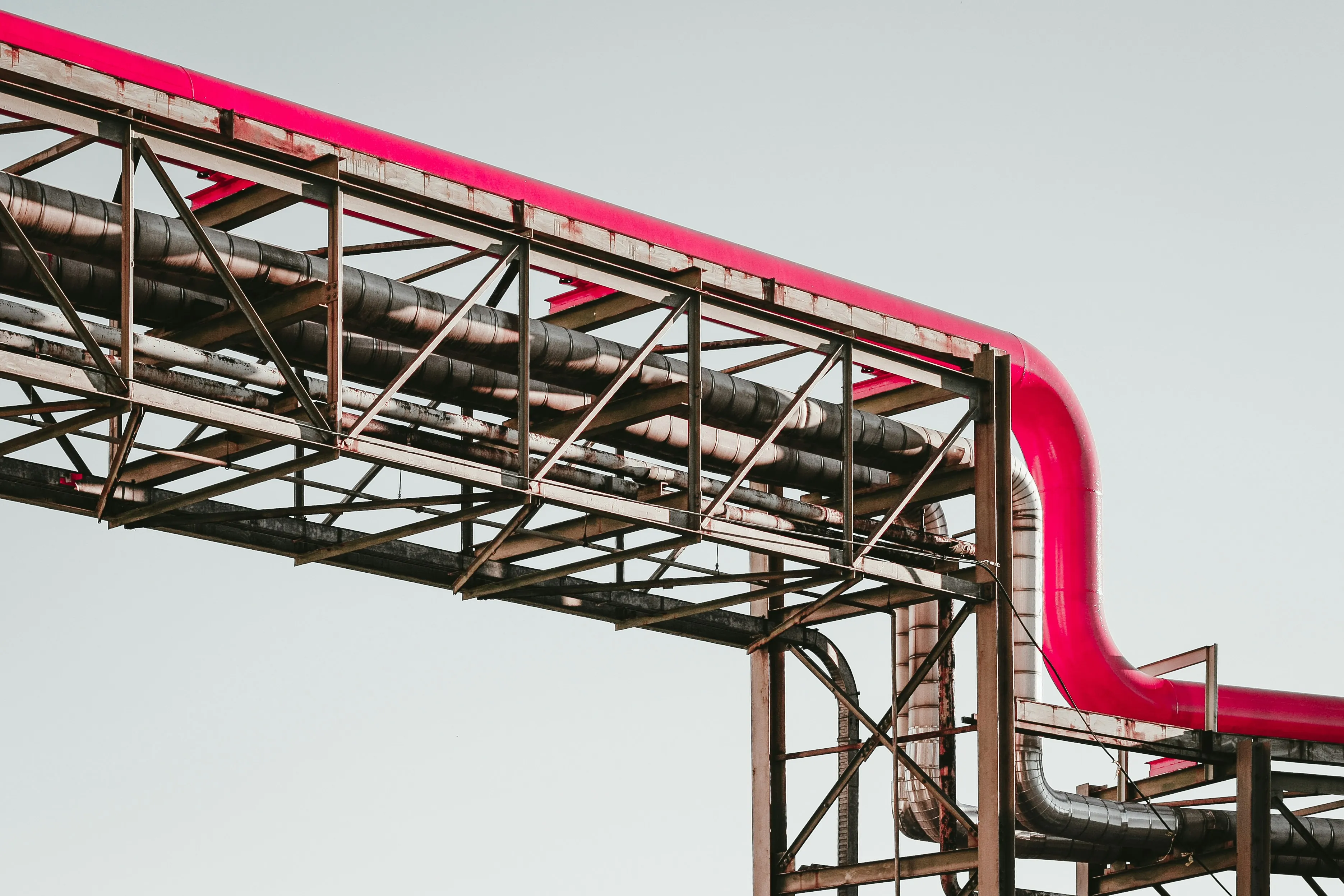 Industrial gas pipework and energy infrastructure